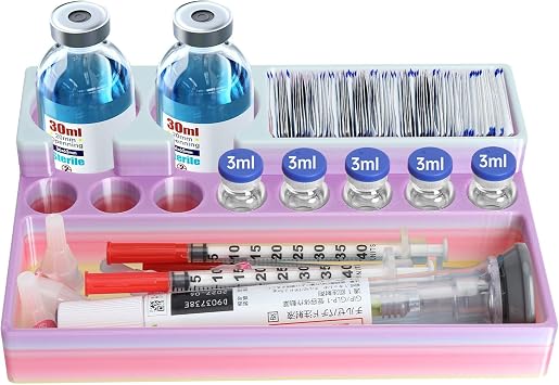 Insulin & Peptide Case for Fridge/Peptide Travel Case 3ml & 30ml Vial Holder with Syringe Storage Space 3D Printed Color Mixing Design Peptide Fridge & Travel Safety Random Color