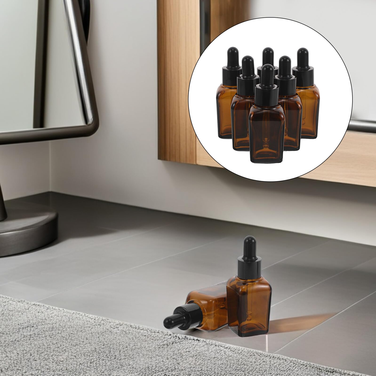 COLLBATH Braunglas Tropfflasche 20ml, Quadratisch, 20 Stück-pack | Feine Pipette, für Öl und Serum, Wiederbefüllbar, für Probenlagerung zu Hause