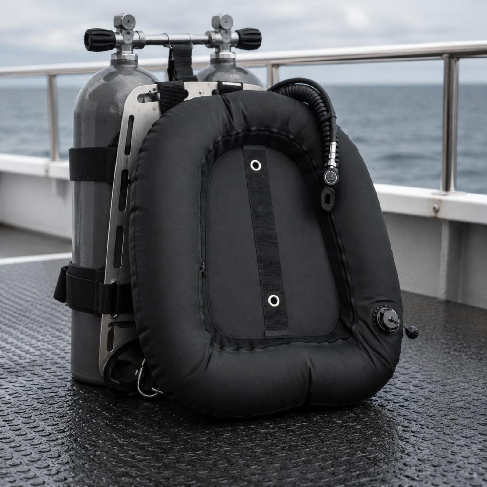 Chaleco de Flotabilidad para Buceo Compensador de Flotabilidad Trasera Vejiga para Doble Tanque EPDM 14 Pulgadas Diseño Organizado Adecuado para