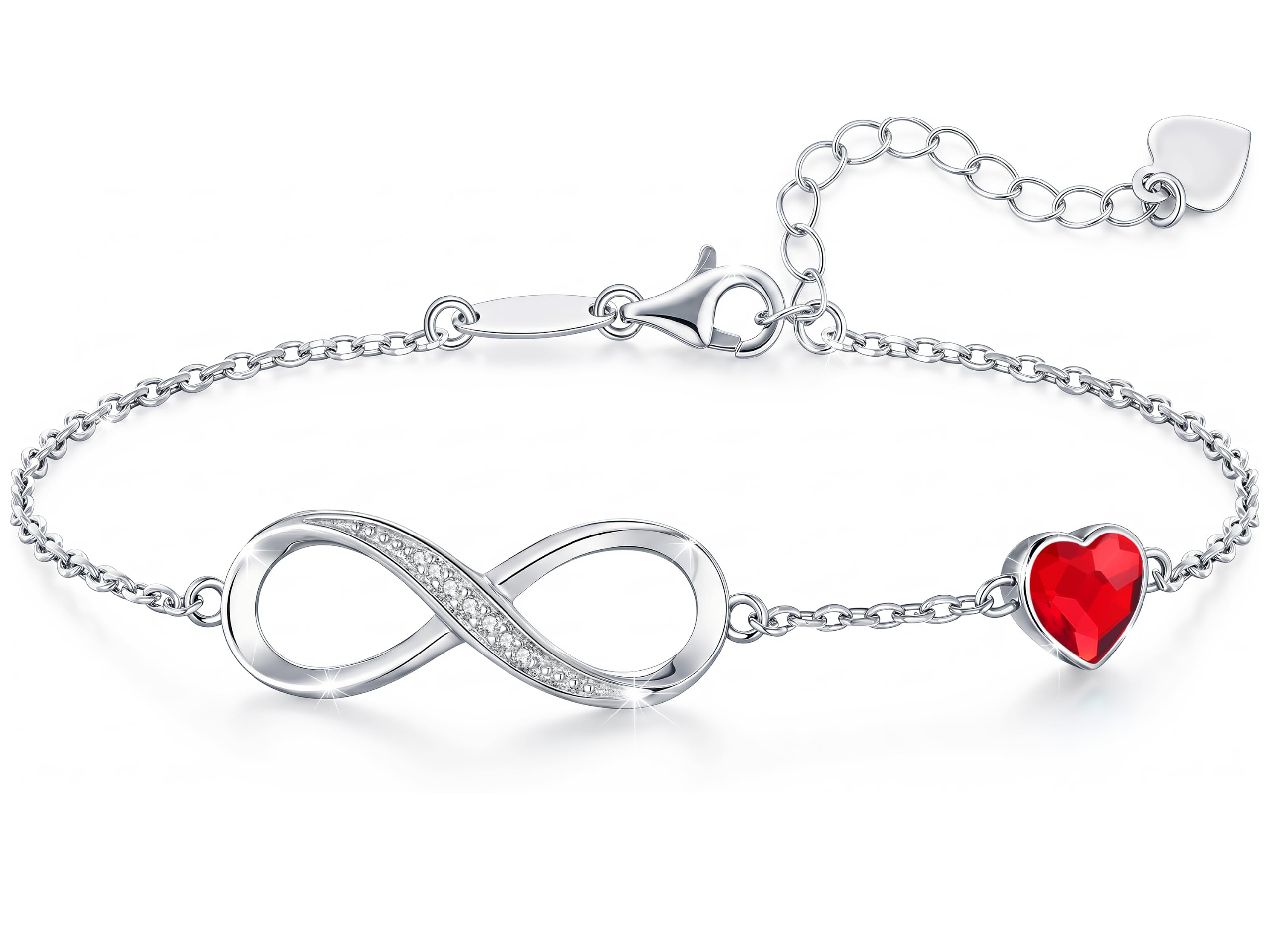 CDE 925 Sterling Silver Infinity Birthstone Bracelet Jewelry Gift for Women