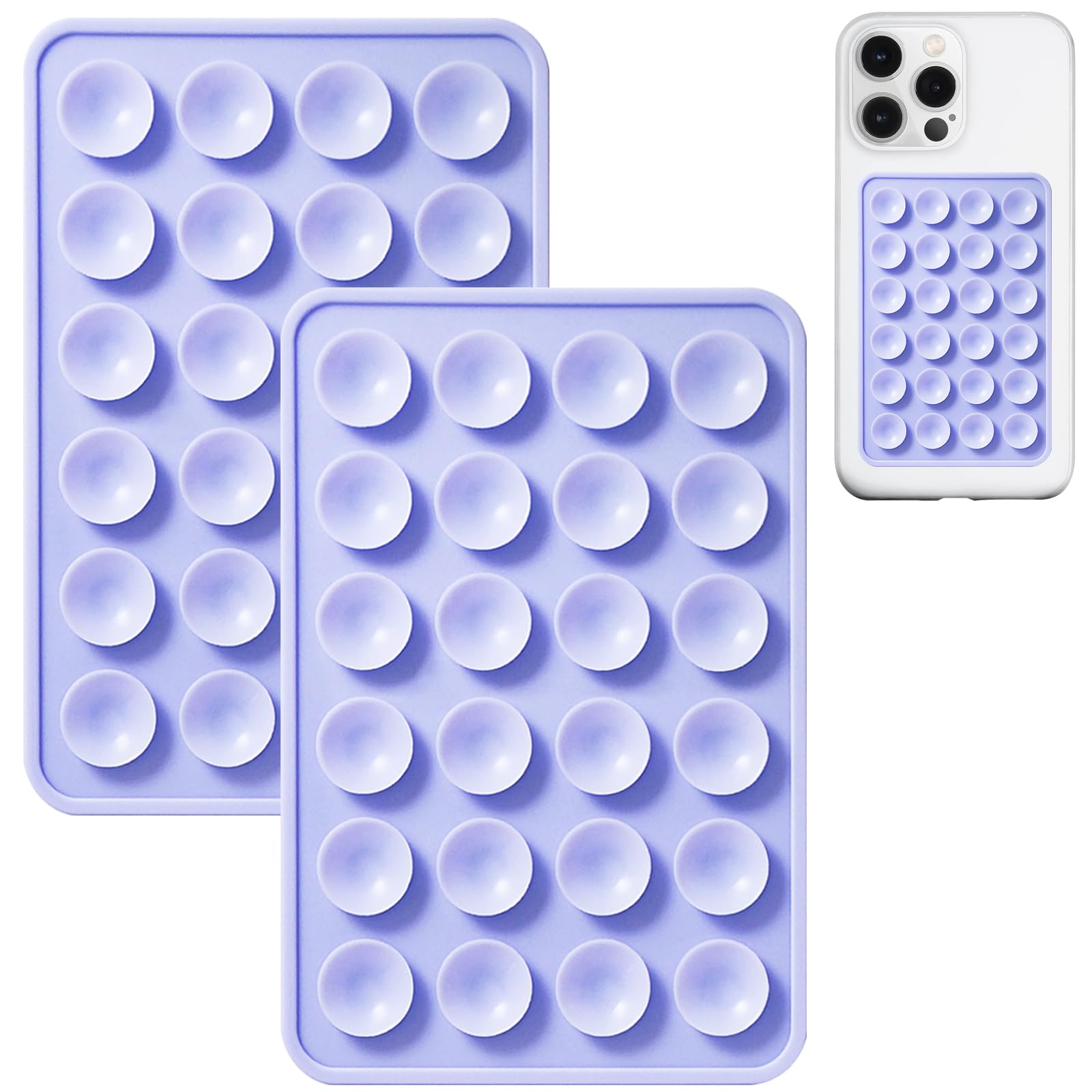 Anteel 2 Pack Silicone Suction Phone Case Mount, Non Slip Sticky Phone Grip for Cellphone, Silicon Adhesive Suction Cup Phone Mount, Strong Grip