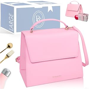 Beauty Gooodies Pink X-Large Lunch Bag for Women Insulated Lunch Bag Aesthetic Lunch Boxes and Classy Tote Bag