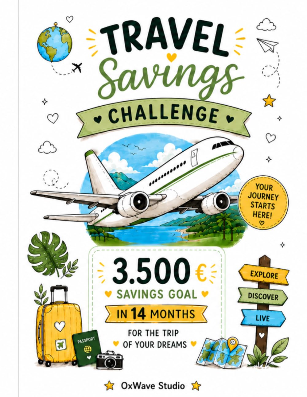 Travel Savings Challenge & Vacation Planner Workbook: 14-Month Savings Challenge, Budget Tracker, Trip Planner, Travel Journal & Notes: Save for Your ... Memories (Challenge Planner Collection)