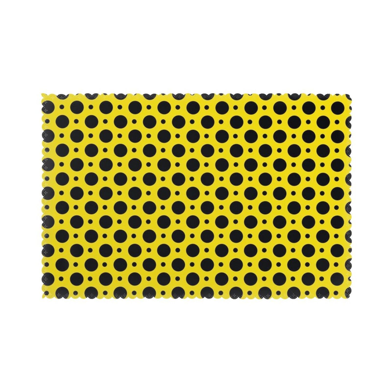 Sets de table antidérapants 30x45cm pois noirs fond jaune