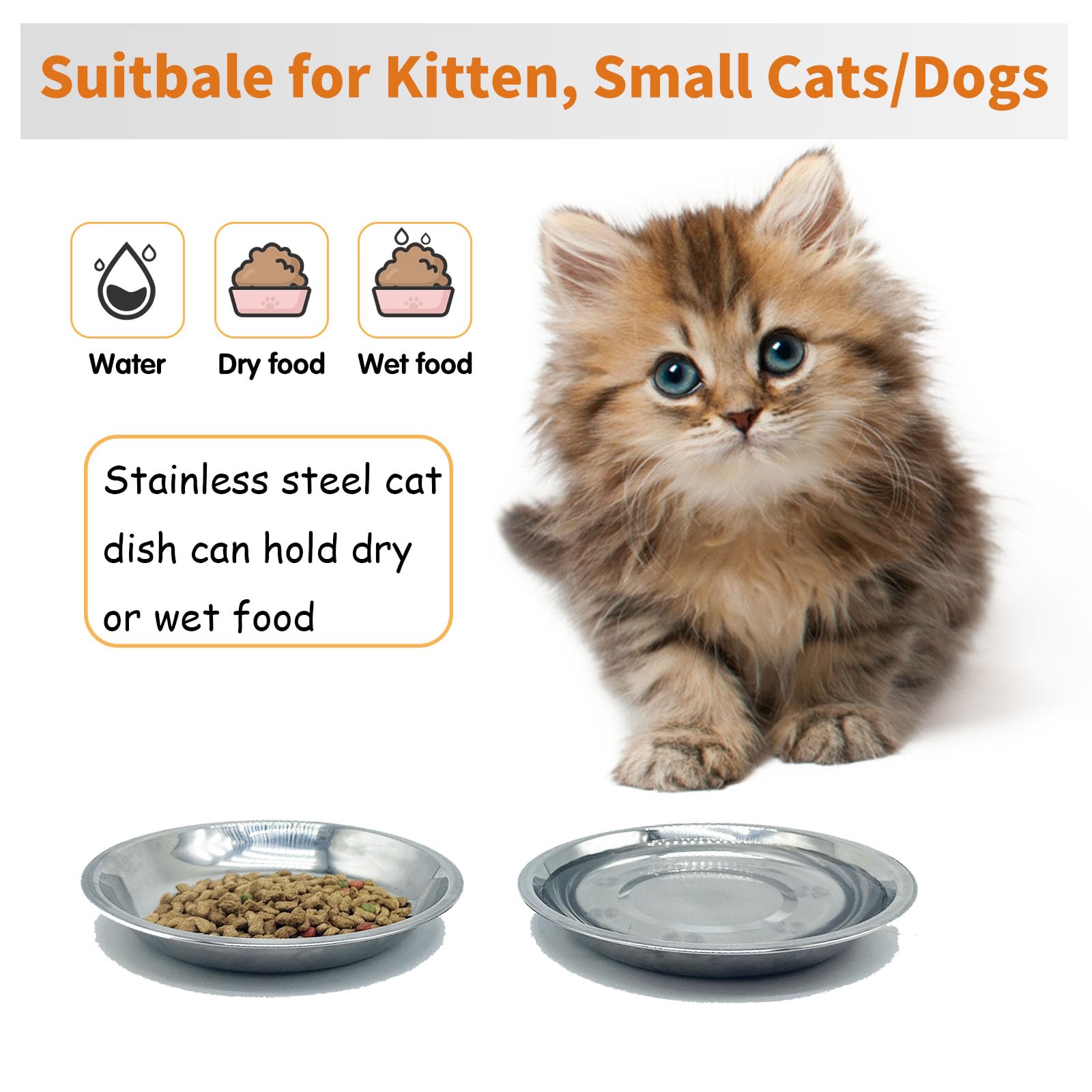 Stainless Steel Cat Bowls Stainless Steel Puppy Weaning Bowls 2-Pack | Litter Feeding Dishes For Multiple Puppies & Cats | 34cm Large Diameter Dog Feeding Station