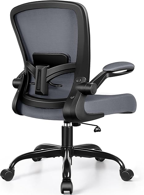 FelixKing Office Chair, Ergonomic Desk Chair Breathable Mesh Chairs Adjustable High Back Lumbar Support Flip-up Armrests, Executive Rolling Swivel Comfy Computer Chairs Home Office Dark Gray