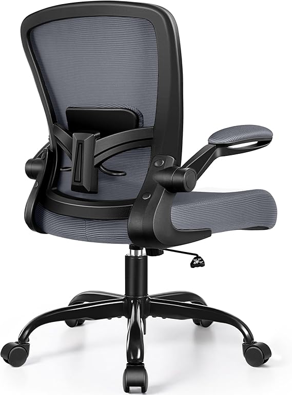FelixKing Office Chair, Ergonomic Desk Chair Breathable Mesh Chairs Adjustable High Back Lumbar Support Flip-up Armrests, Executive Rolling Swivel Comfy Computer Chairs Home Office Dark Gray