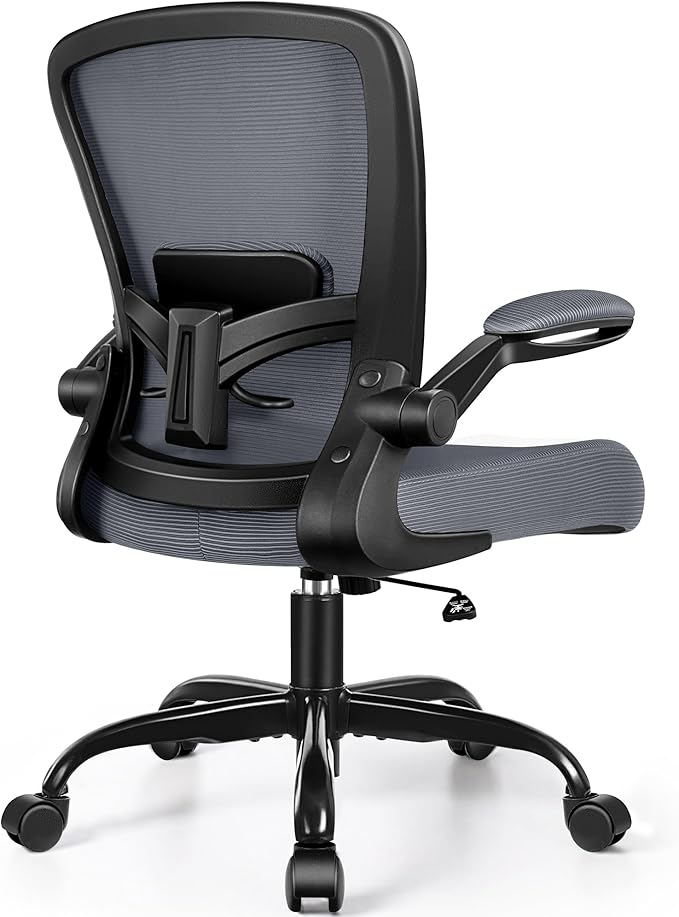 FelixKing Office Chair, Ergonomic Desk Chair Breathable Mesh Chairs Adjustable High Back Lumbar Support Flip-up Armrests, Executive Rolling Swivel Comfy Computer Chairs Home Office Dark Gray