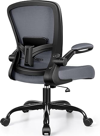 FelixKing Office Chair, Ergonomic Desk Chair Breathable Mesh Chairs Adjustable High Back Lumbar Support Flip-up Armrests, Executive Rolling Swivel Comfy Computer Chairs Home Office Dark Gray