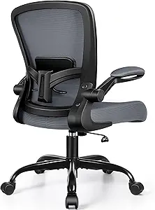 FelixKing Office Chair, Ergonomic Desk Chair Breathable Mesh Chairs Adjustable High Back Lumbar Support Flip-up Armrests, Executive Rolling Swivel Comfy Computer Chairs Home Office Dark Gray