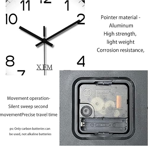 Miniatura 7 de XFM Reloj de pared negro moderno pequeño reloj de pared funciona con pilas, 8 pulgadas, silencioso, sin tictac, reloj analógico clásico para cocina,