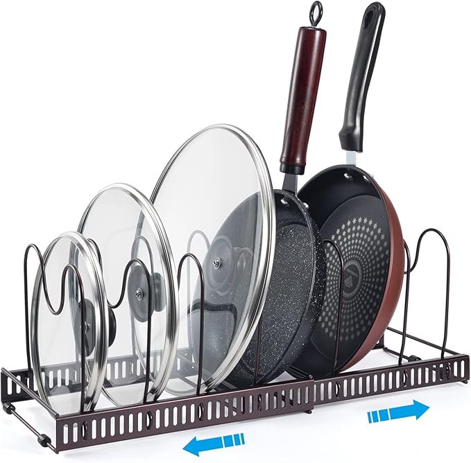 Pan Organiser Expandable Lid Organiser Pot Organiser for Cupboard Pot Lid Organizer With 11