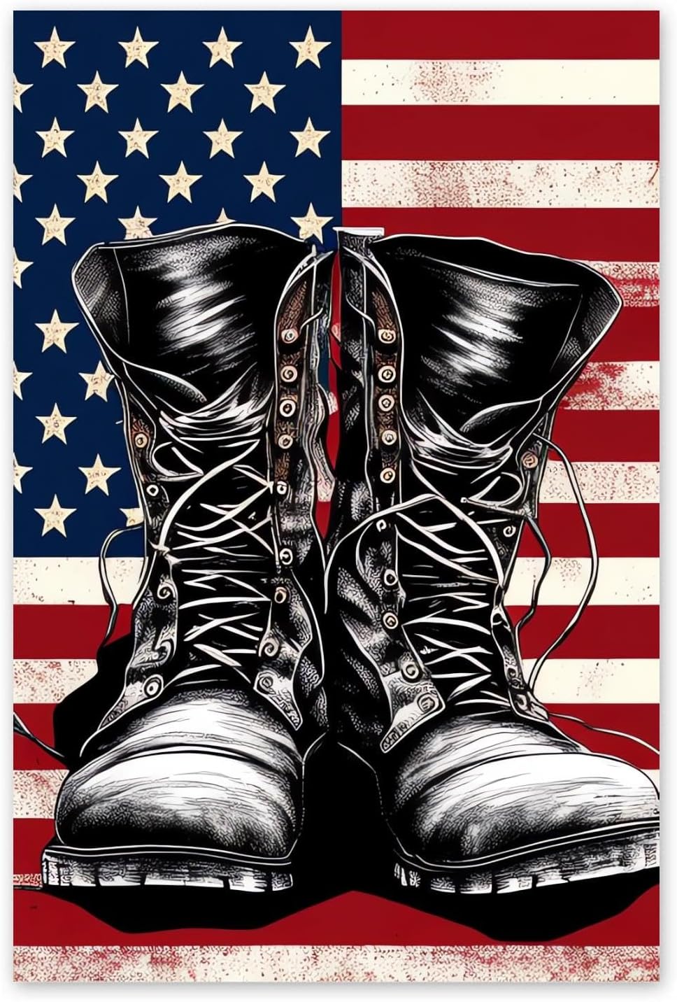 NSUAJOF Diamond Painting Kits DIY Full Round Drill Flag Soldier Boots Soft Canvas Personalized Design, Veteran's Day 5D Art - Home Wall Decor & Great Gift for Others 20x30 Inch