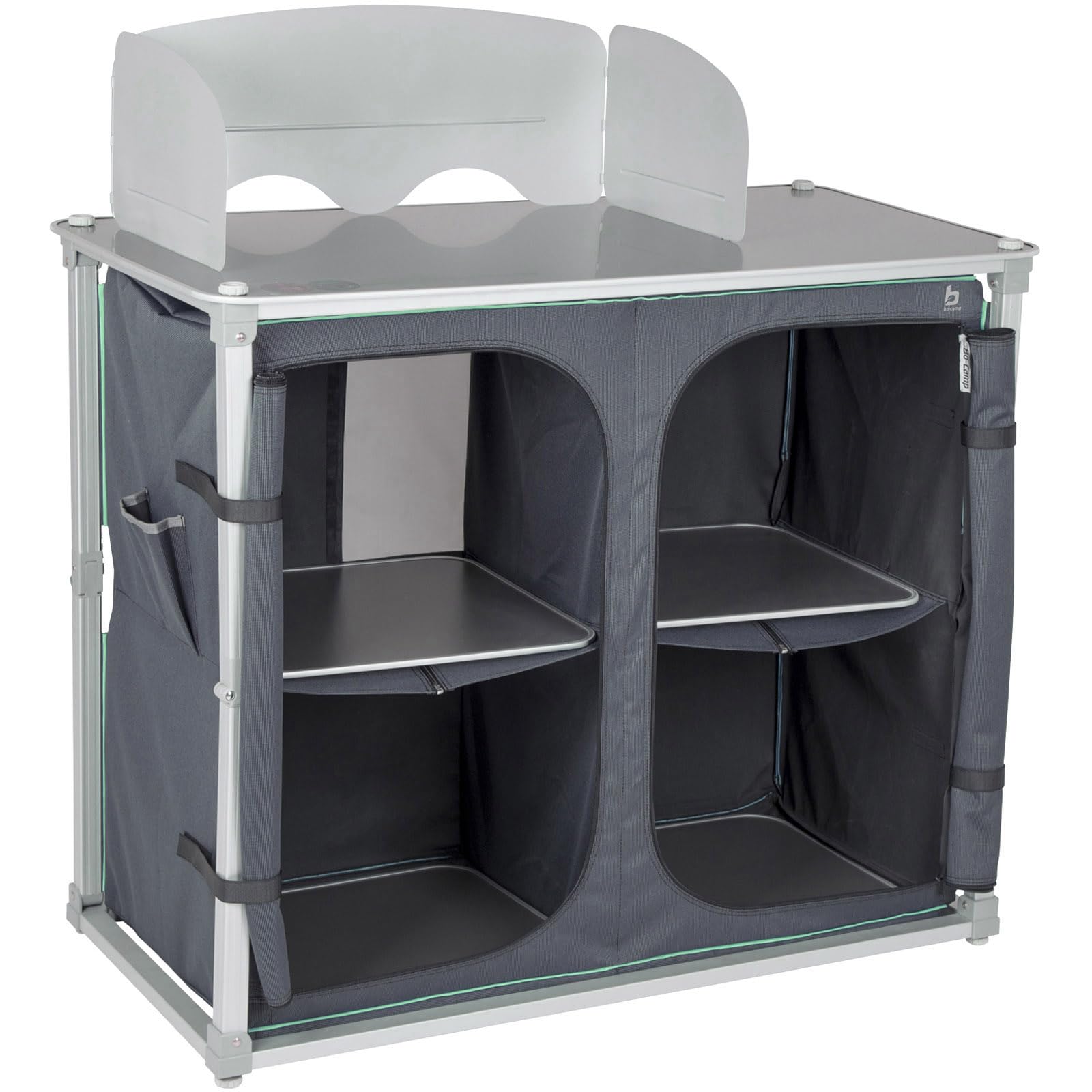 Bo-Camp Quick Up Solid – Kã ¼ chenschrank Pieghevole 4 Fã ¤ ergonomico con ripiano + Top + Protezione Antivento