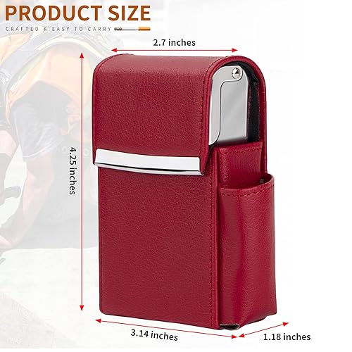 Miniatura 13 de Caja de cigarrillos deslizante de piel sintética con soporte para encendedor y trabilla para cinturón para hombres y mujeres, unisex A