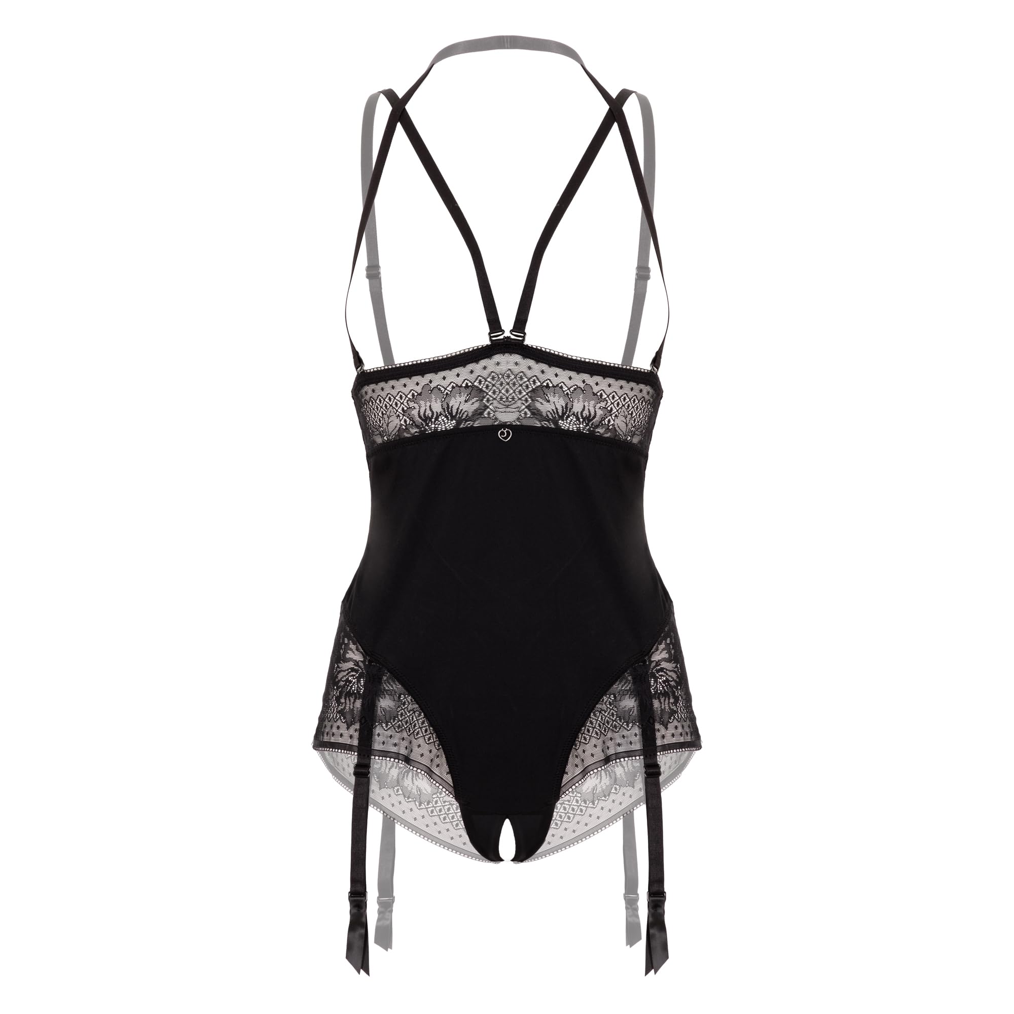 Lovehoney Lingerie Unisex Black Lovehoney Hourglass Smoothing Open-Cup Open-Cut Body - Large