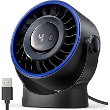 SWEETFULL USB Small Desk Fan - 5 Inch Mini Personal Desktop Fan, 4 Speeds Cooling Strong Airflow, 360&deg; Adjustable Tilt, Quiet Portable Table Fans for Bedroom, Home, Office, Travel & Cruise, Black
