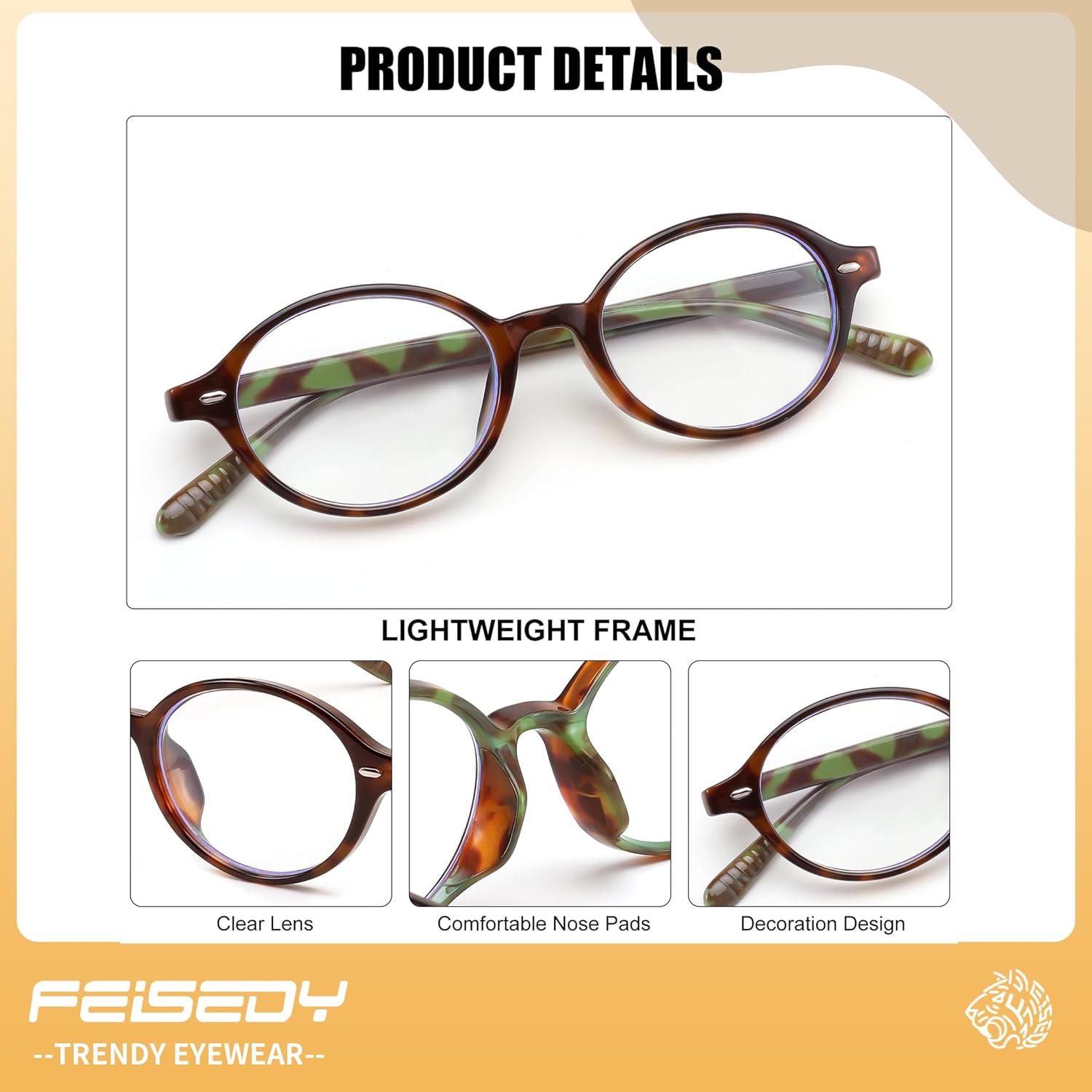 FEISEDY Vintage Oval Blue Light Glasses for Women Men Stylish Lightweight 90s Eyeglasses Fake Nerd Y2k Eyewear Frame B0242 - Image 4