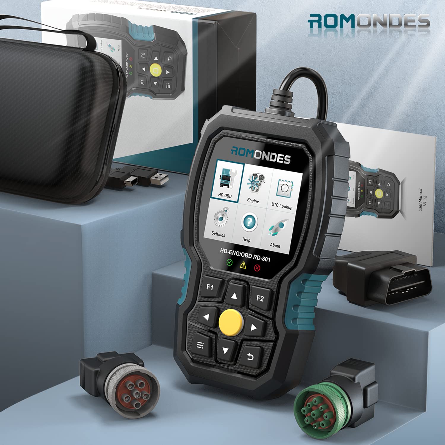 Buy Truck Scanner, Romondes RD801 OBD2/EOBD+ HDOBD Truck Code Reader