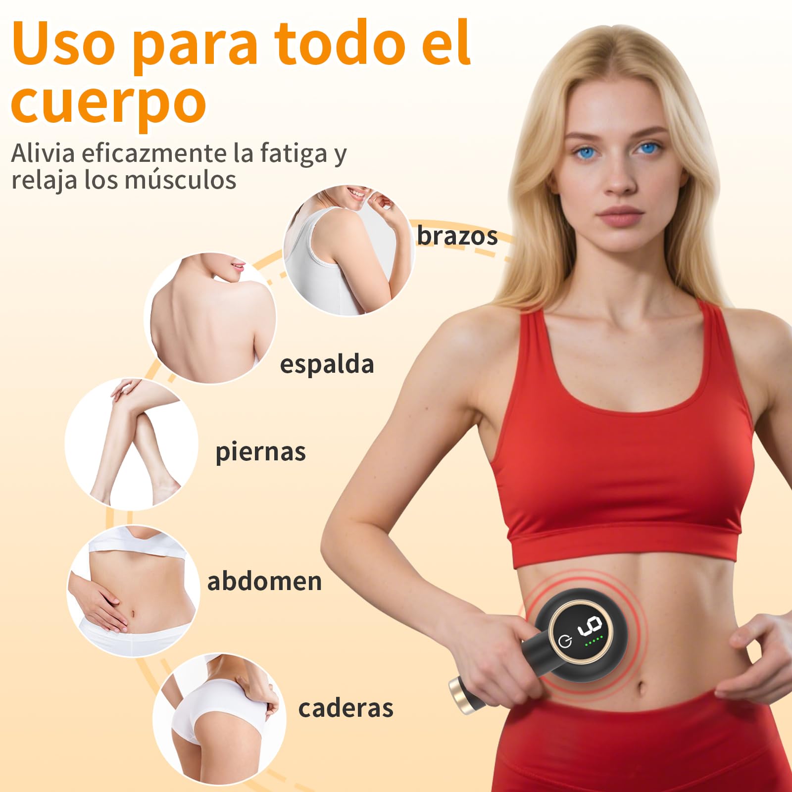 Masajeador Reductor y Anticelulítico Eléctrico, Masajeador Corporal de 9 Velocidades con Batería de Larga Duración, 8 Cabezales Intercambiables, Tonifica y Reduce Grasa en Brazos, Piernas, Negro