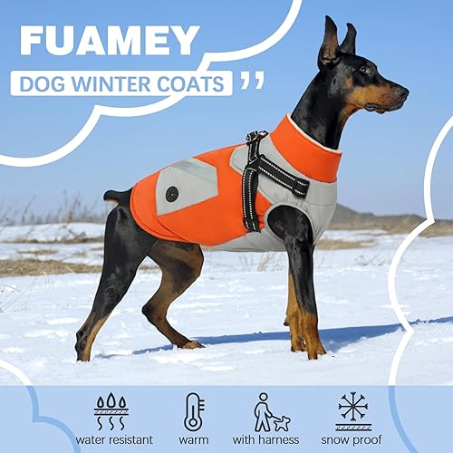 Miniatura 4 de FUAMEY Chaquetas para perro, abrigo para perro con arnés integrado, chaqueta impermeable para perro, abrigo de invierno para perro con cremallera en