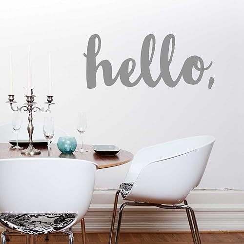 Miniatura 4 de Calcomanía de pared con texto en inglés Hello Quote (dorado)