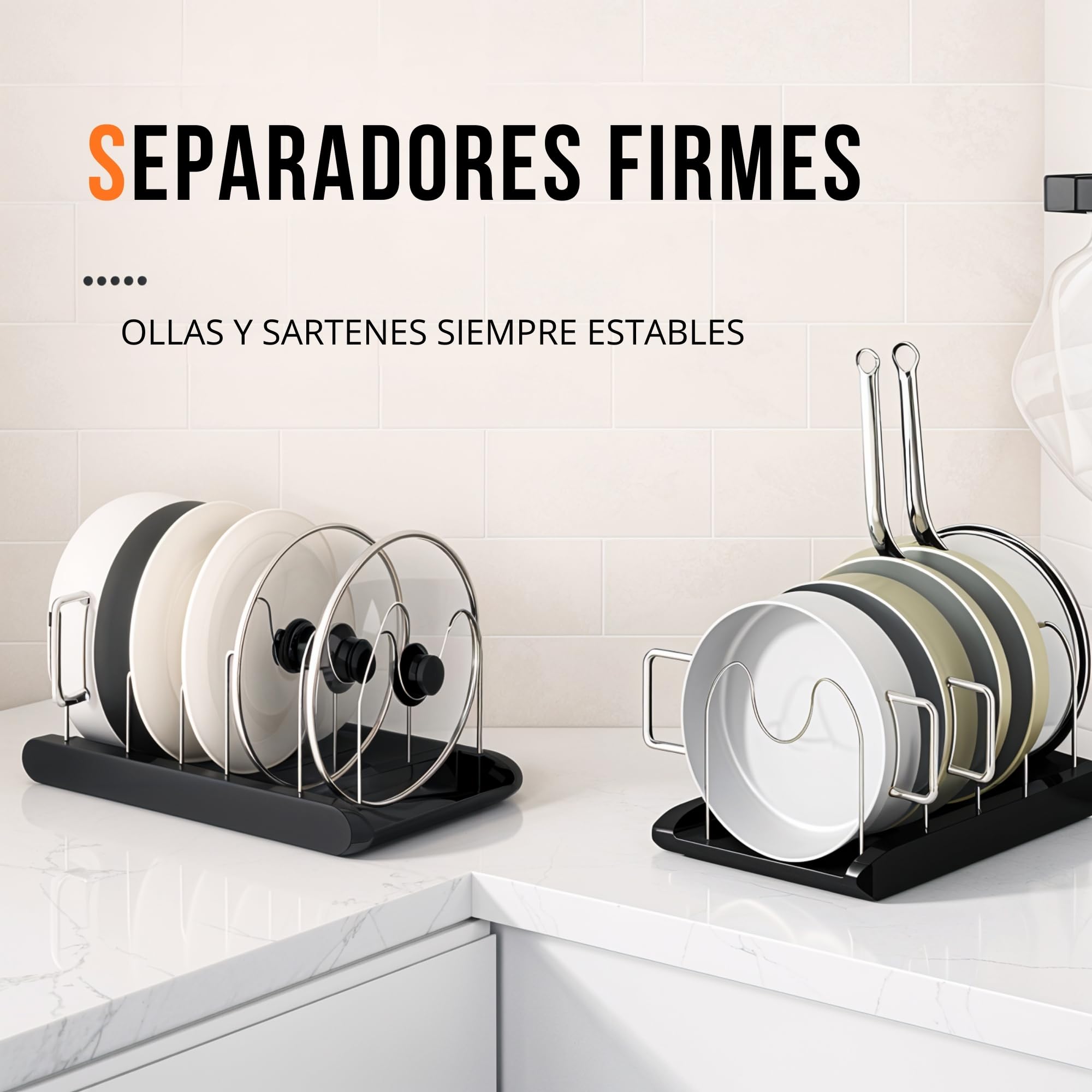 LUXYSKY est 2022 Organizador Sartenes Y Ollas Cajon - Organizador Sartenes - Separador Sartenes - Organizadores De Cajones - Soporte Sartenes -Almacenamiento Cocina (Negro) — view 3
