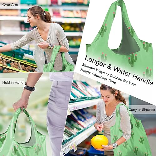 Vista 185 de BeeGreen Bolsas para comestibles, lavables a máquina, paquete de 12 bolsas extragrandes reutilizables, resistentes, plegables con banda Moss Marrs
