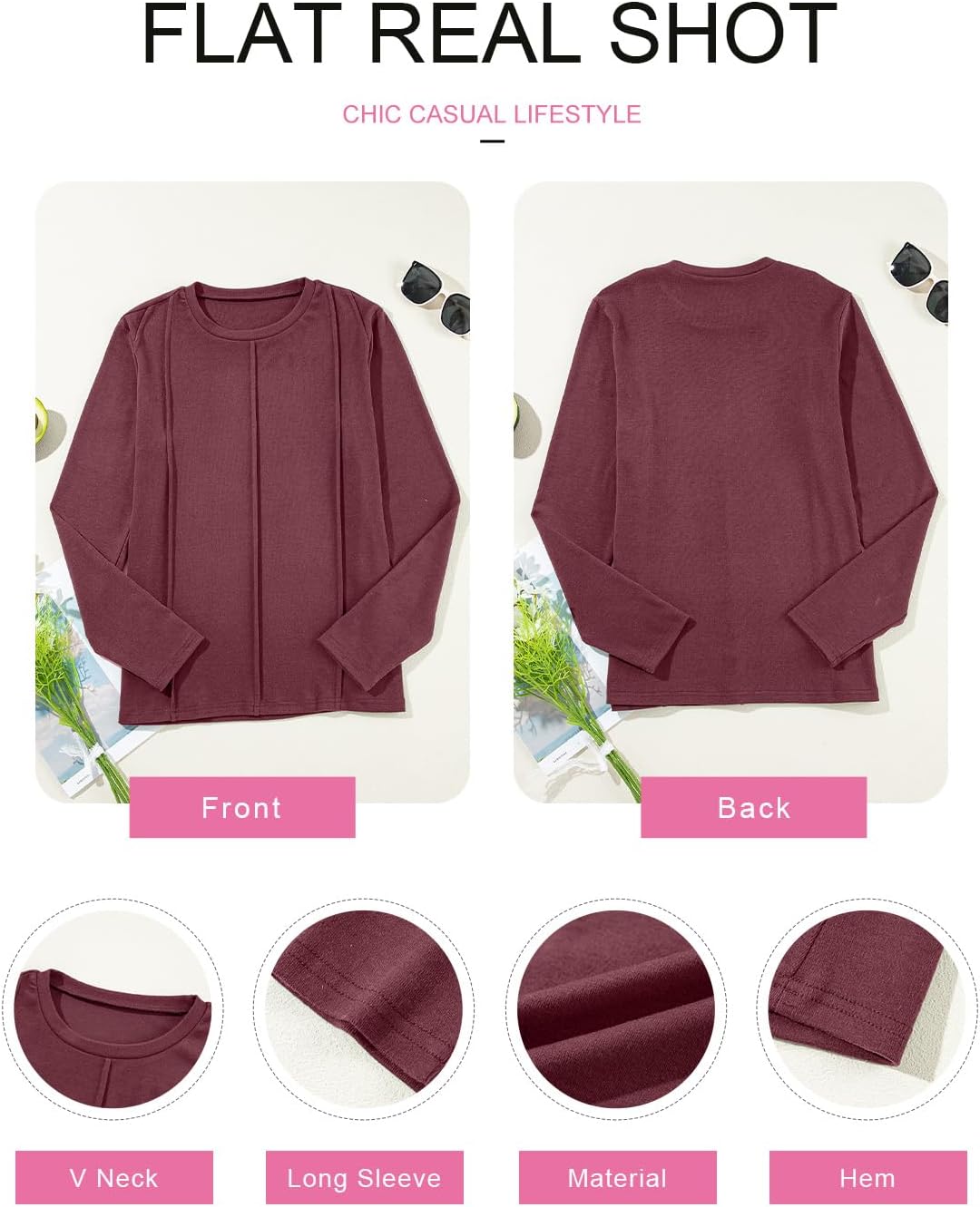 EVALESS Womens Long Sleeve Shirts Tops Trendy Dressy Casual Pleated Crewneck Knit Solid Loose Blouses Outfits - Image 5