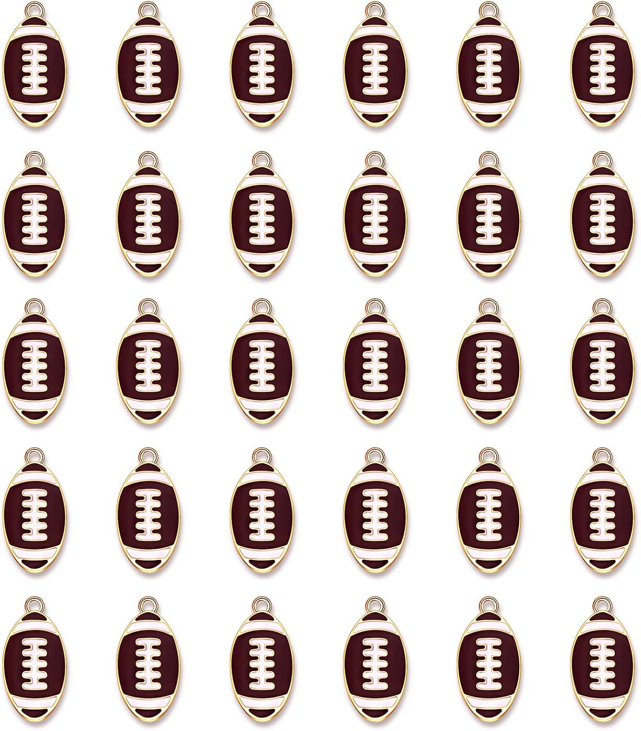NVENF 30PCS Football Charms for Jewelry Making, Enamel Football Charms for Bracelet Necklace Earrings Making, Red Black White Blue Purple Orange Game Day Football Charm Bulk - Image 2