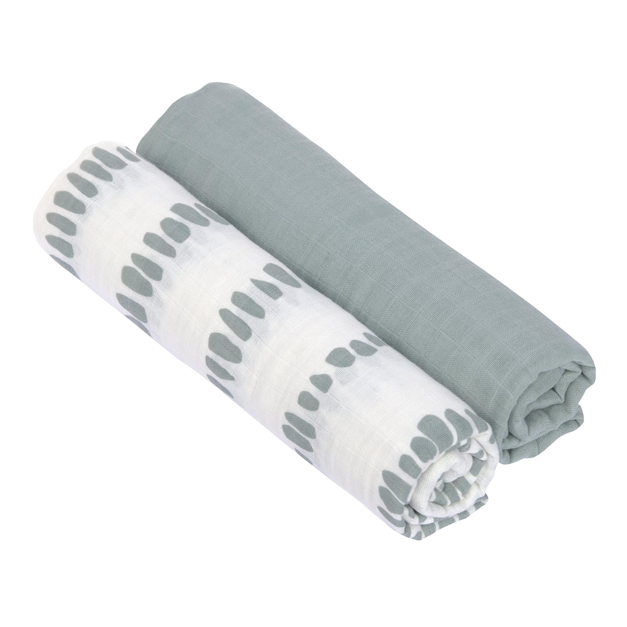 Lässig Baby Blanket Baby Bedding Set of 2 Cotton 120 x 120 cm Swaddle & Burp Blanket XL Strokes silver grey