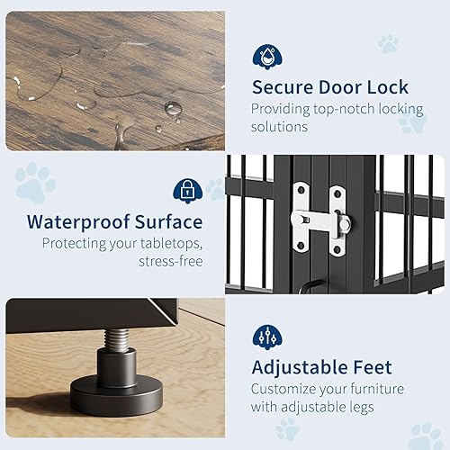 Miniatura 3 de Garvee Mueble doble extragrande de 87 pulgadas para perros con divisor, jaula doble resistente para interiores con 3 puertas, soporte de madera XXL