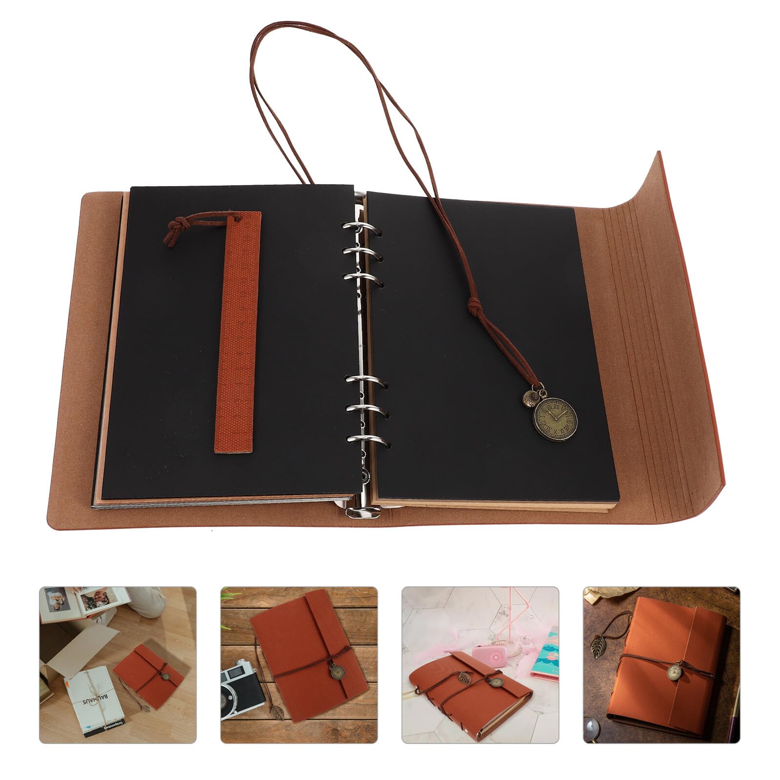 VALICLUD Vintage Fotoalbum zum Selbstgestalten mit Starken Pu Bindung und Selbstgemacht Gestaltbaren Seiten Braunes Scrapbook im Retro Stil für Geburtstag oder Hochzeit