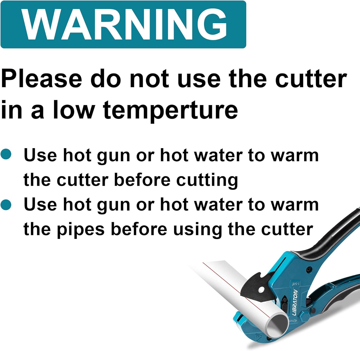 Libraton PVC Cutter 1-5/8", PVC Pipe Cutter, Ratcheting PVC Cutter with Replacement Blade, Plastic Pipe Cutter, ABS Cutter for PVC, PEX PPR Plastic Pipes, Hoses and Plumbing Pipes - - 