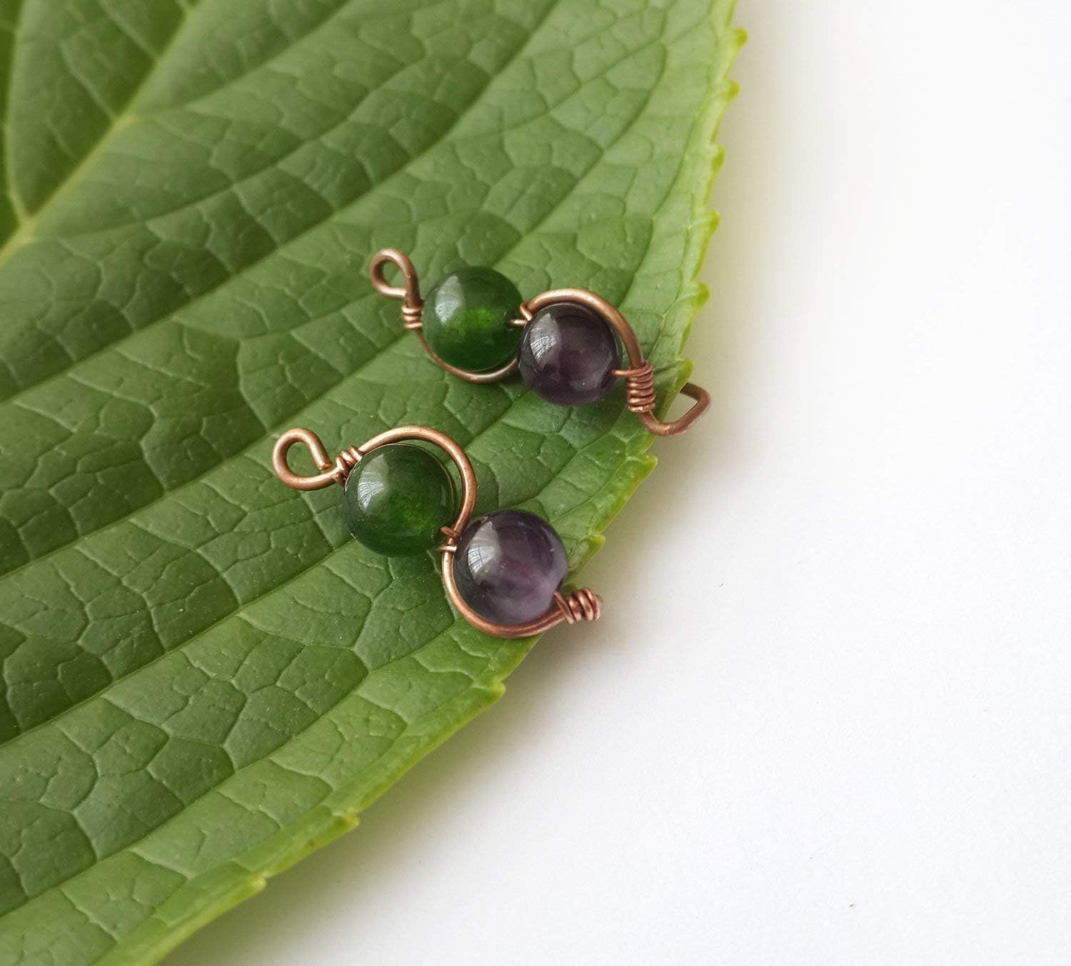 Elven ears - Green jade and Amethyst ear climber