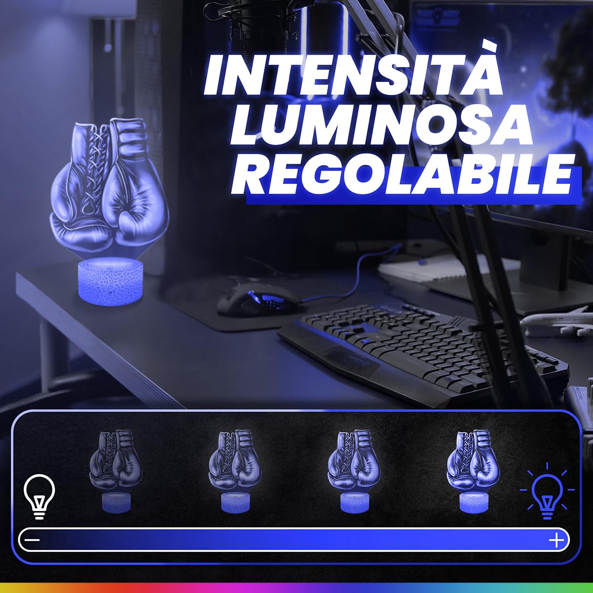 Lampephoto.fr - Lampada 3D di Guanti da Boxe, Decorazione Thai Francese Inglese, Idea Regalo per Uomo, oggetto Guanti da Boxe, Luce Notturna per Adulti, Decorazione per Camera, Idea Regalo, Led TOP
