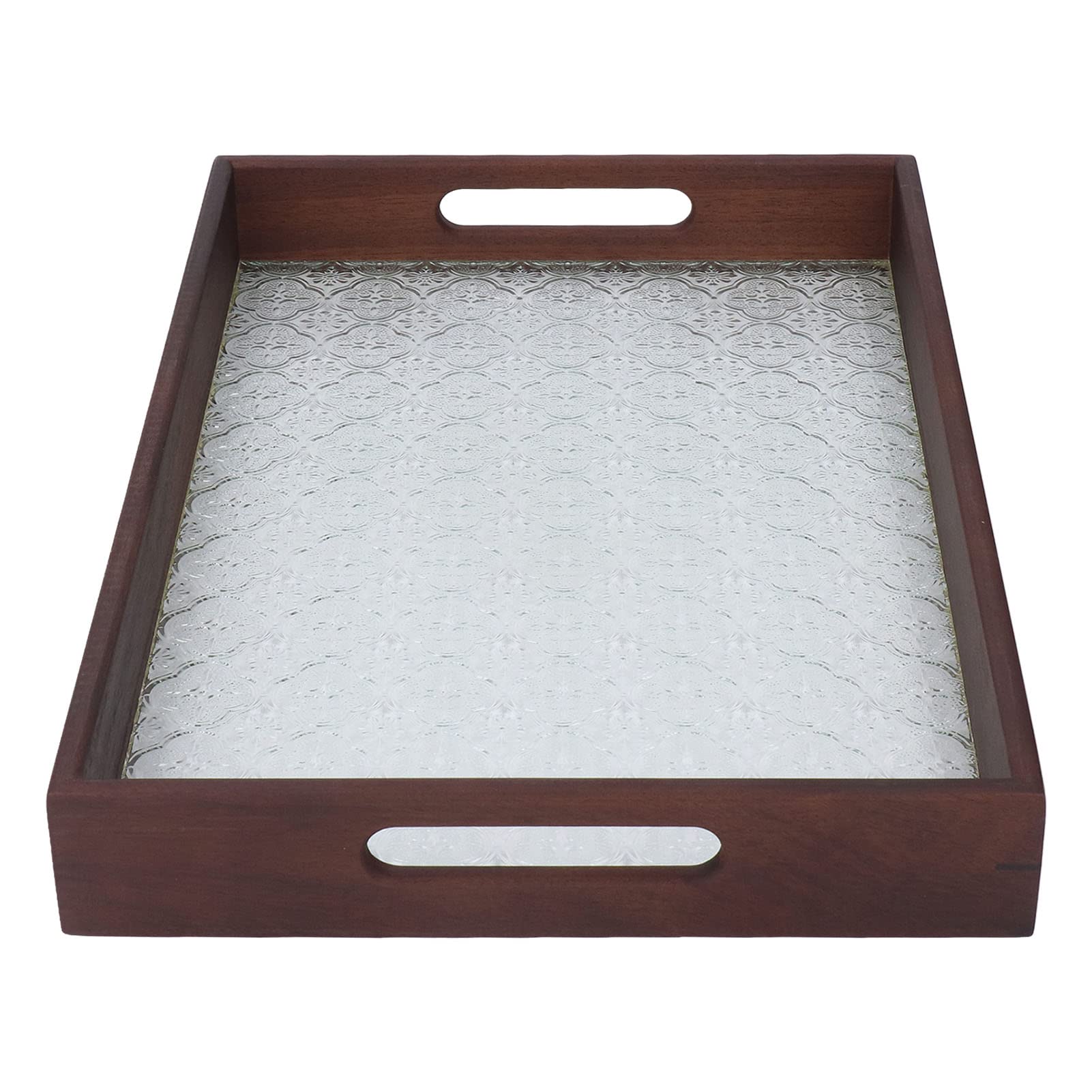 Bandeja de madera de nogal con asas, bandeja multiusos para desayuno, té y pasteles, para uso doméstico, hotel y restaurante, elegante y diseño