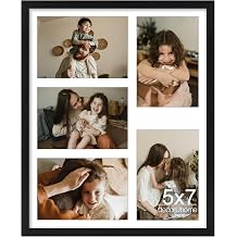 decorUhome 5 5x7 Picture frames Collage Wall Decor with Mat, Black