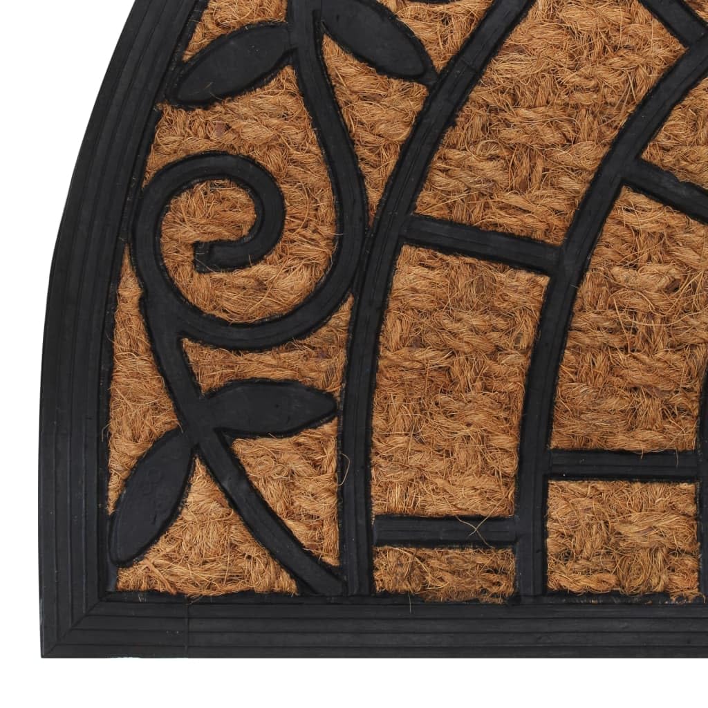 Felpudo semicircular 45 x 75 cm de goma y fibra de coco antideslizante con limpiacristales para entrada, pasillo, pasillo, terraza, balcón, jardín interior y exterior