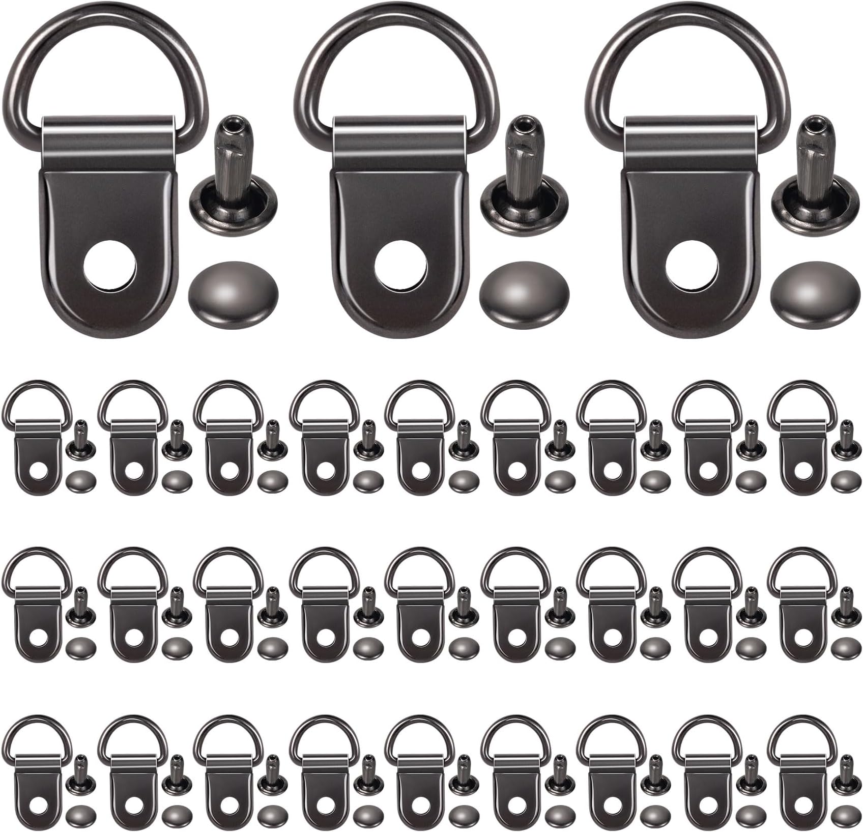 HINZIC 30 Sets Shoe Boot Lace Hooks Black Iron Buckle Replacement Fitting with Rivets