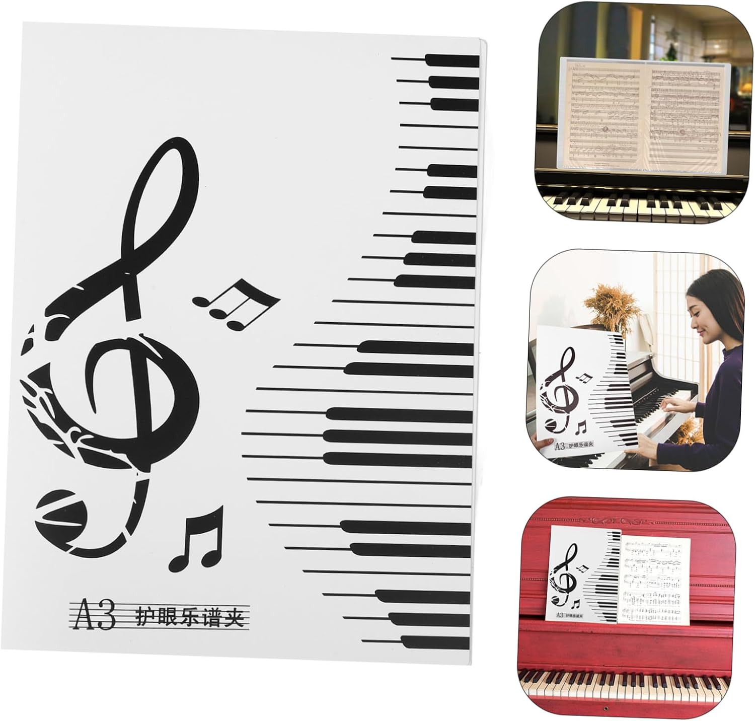 SHOWERORO A3 Sheet for Piano and Choir 20 Pages Plastic Sheet Music Holder Flip Folder for Band and Choral Music Storage