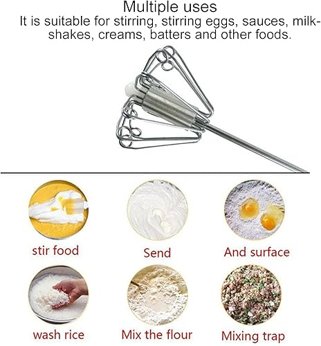 Miniatura 4 de VTOSEN Batidora de acero inoxidable para el hogar, batidor de huevos, espumador de leche, batidora para utensilios de cocina, ideal para batir,