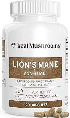 Real Mushrooms Lion’s Mane Capsules - Organic Lions Mane Mushroom Extract for Cognitive Function & Immune Support - Brain ...