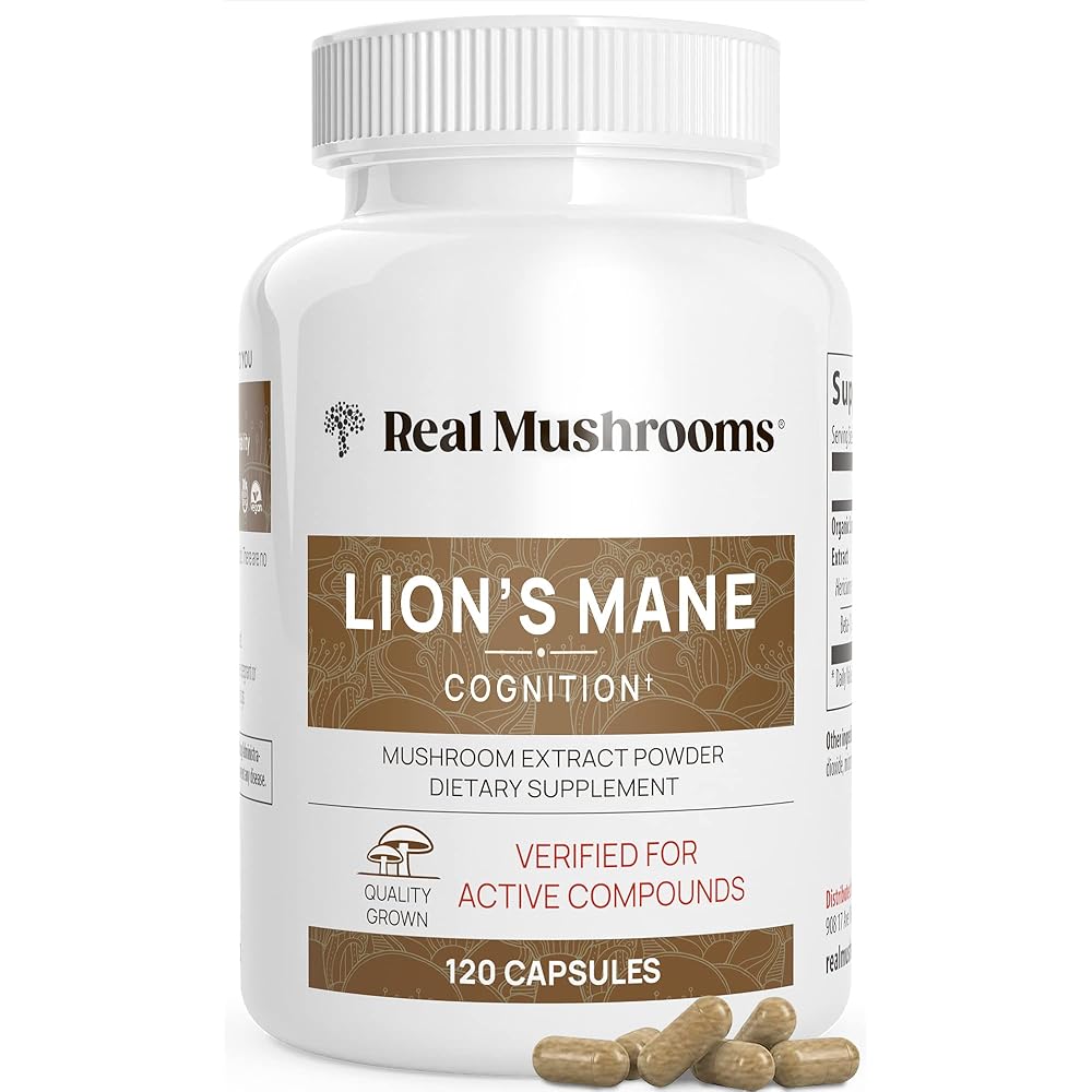 Lions Mane Mushroom Cognition (120 Capsules) Lions Mane Mushroom Powder Extract Capsules | Brain Supplement, Brain Vitamins, Focus Supplement