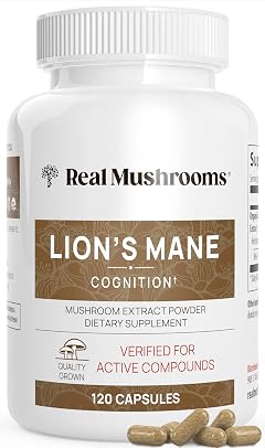 Real Mushrooms Lions Mane Mushroom Cognition 120 Capsules Lions Mane Mushroom Powder Extract Capsules Brain Supplement Brain Vitamins