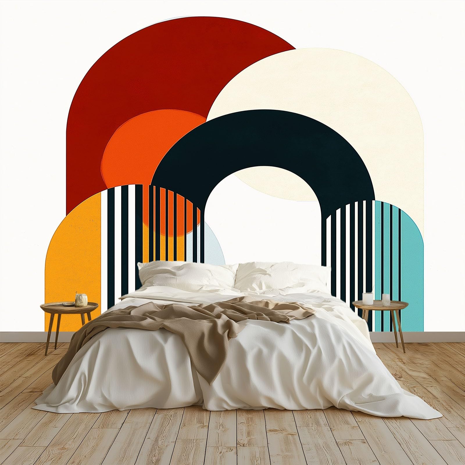 Générique 350 x 256 cm panoramiczna tapeta dla chłopców dziewcząt, czeska abstrakcyjna geometria plakat 3D, dekoracja ścienna premium do salonu, sypialni dorosłych, pokoju dziecięcego beżowy