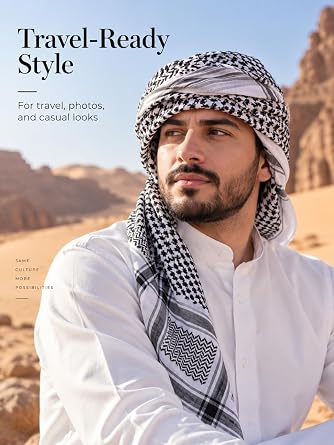 HOMELEX Keffiyeh Arab Head Scarf for Men Shemagh Turban