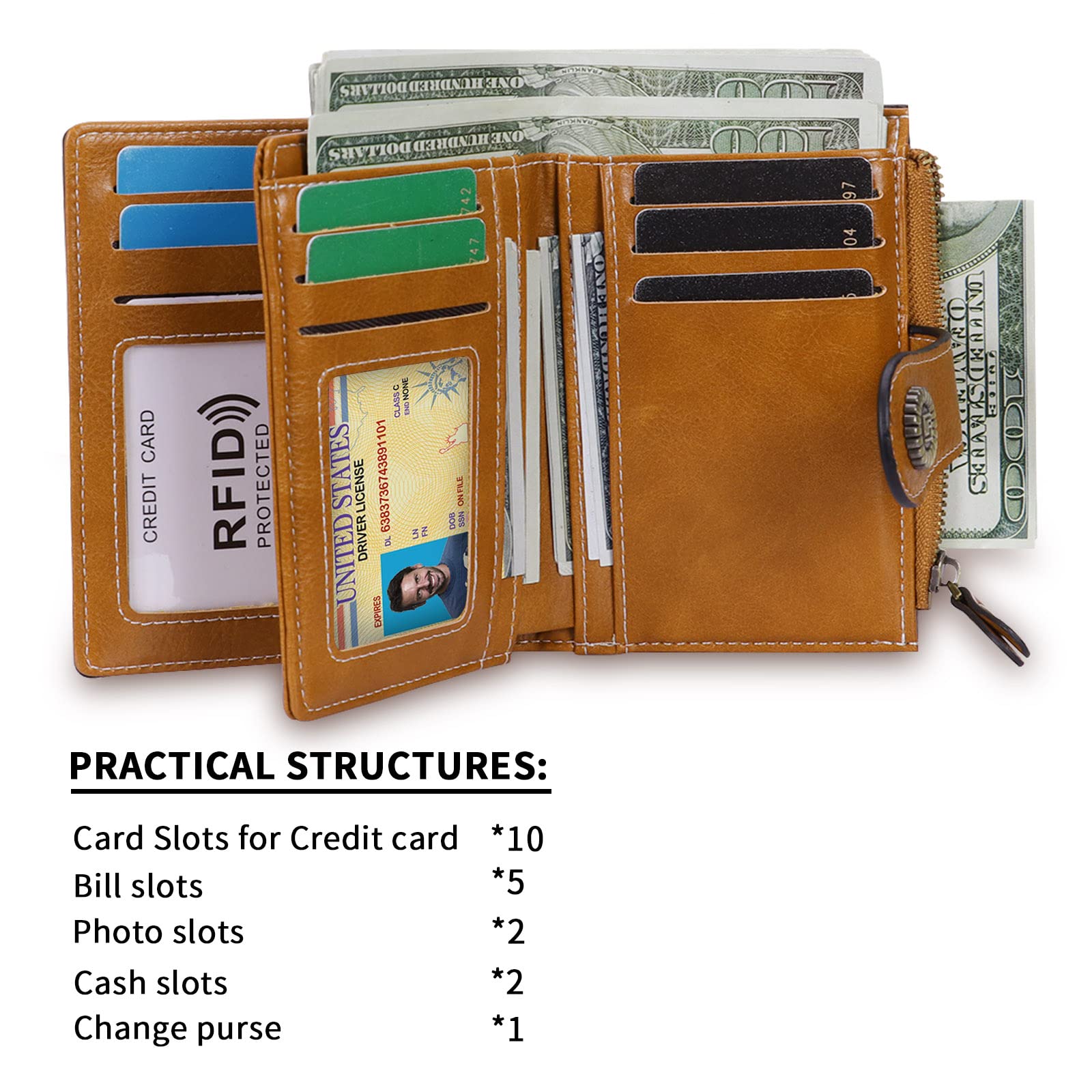 HUA ANGEL Donna Lunga Clutch Portafoglio Grande Capacità Cerniera Portamonete Borsa per Cellulare Pelle PU Pochette da Polso con Multiple Slot per Schede Carte di Credito Contanti Fatture