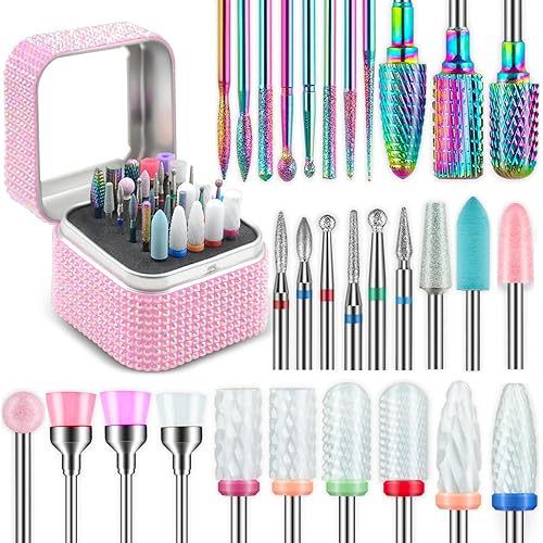 Miniatura 9 de 30 brocas de uñas para uñas brocas de cerámica de 332 pulgadas para juegos de uñas acrílico brocas removedoras de carburo de cutícula de diamante
