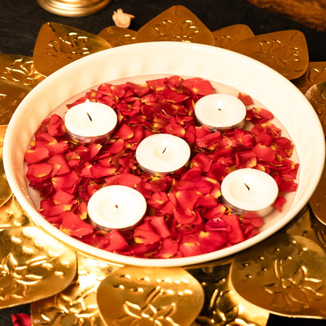 Ekhasa Urli Miska do dekoracji wnętrz i artykułów dekoracyjnych na stół, pływające kwiaty lub świeczki na podgrzewacze, miska na wodę do Diwali Pooja i innych festiwali, prezent na ceremonię